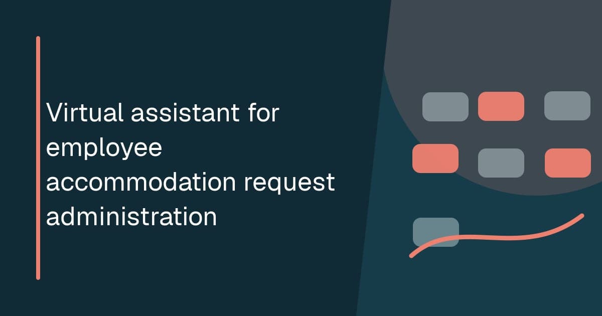 Branded illustrated title card for Virtual assistant for employee accommodation request administration in the People operations category