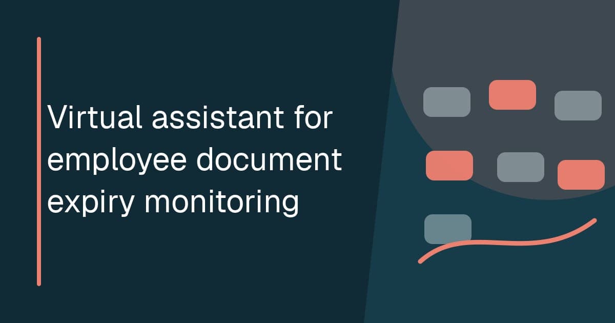 Branded illustrated title card for Virtual assistant for employee document expiry monitoring in the HR operations category