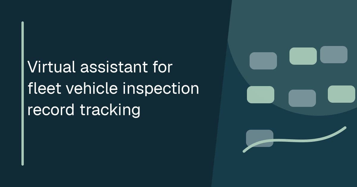 Branded illustrated title card for Virtual assistant for fleet vehicle inspection record tracking in the Fleet operations category