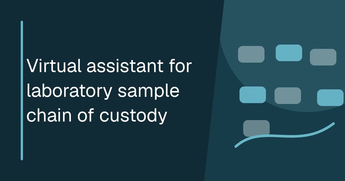 Branded illustrated title card for Virtual assistant for laboratory sample chain of custody in the Laboratory operations category