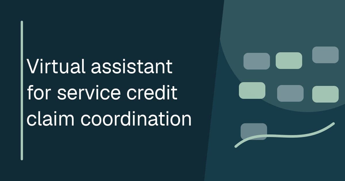 Branded illustrated title card for Virtual assistant for service credit claim coordination in the Service operations category