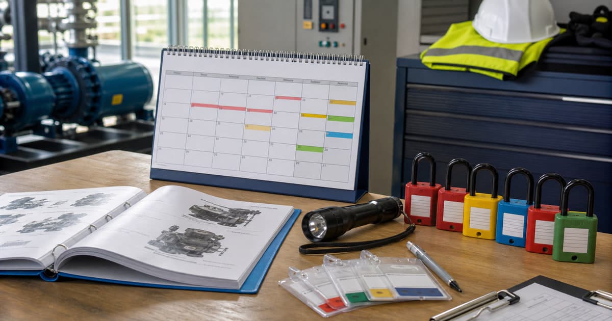 Branded illustrated title card for Virtual assistant for supplier onboarding documentation, using a photorealistic editorial operations still life