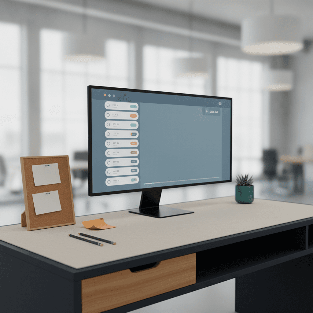 Branded illustrated title card for “What a task management virtual assistant does for your operations” in the hiring-guides category, composited over an operations workspace graphic.