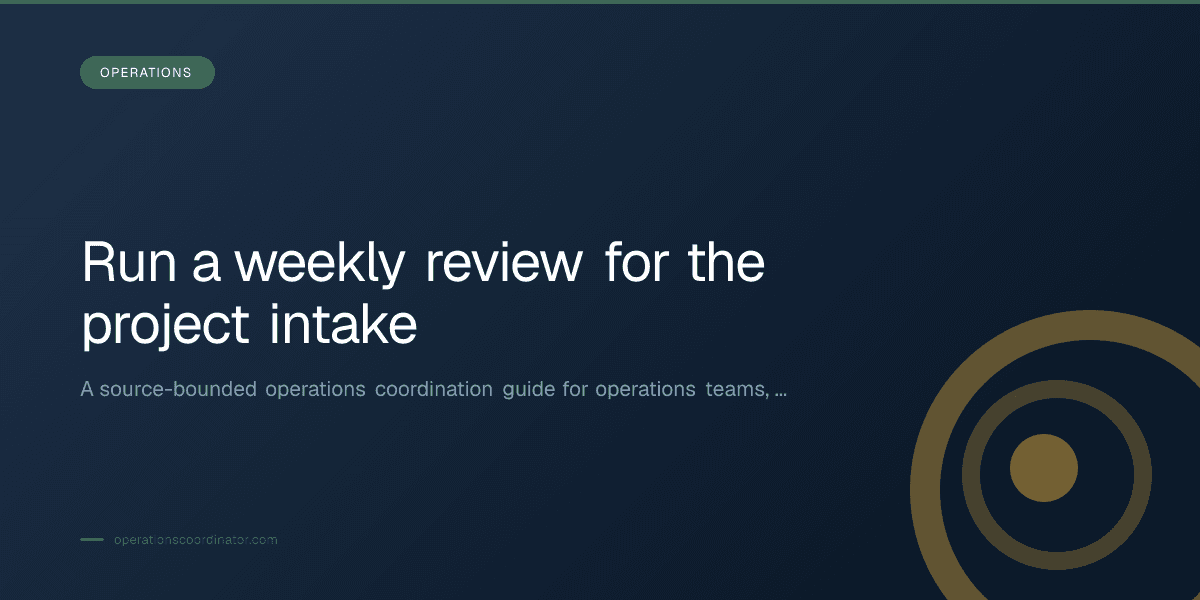 Title-overlaid editorial thumbnail for Run a weekly review for the project intake