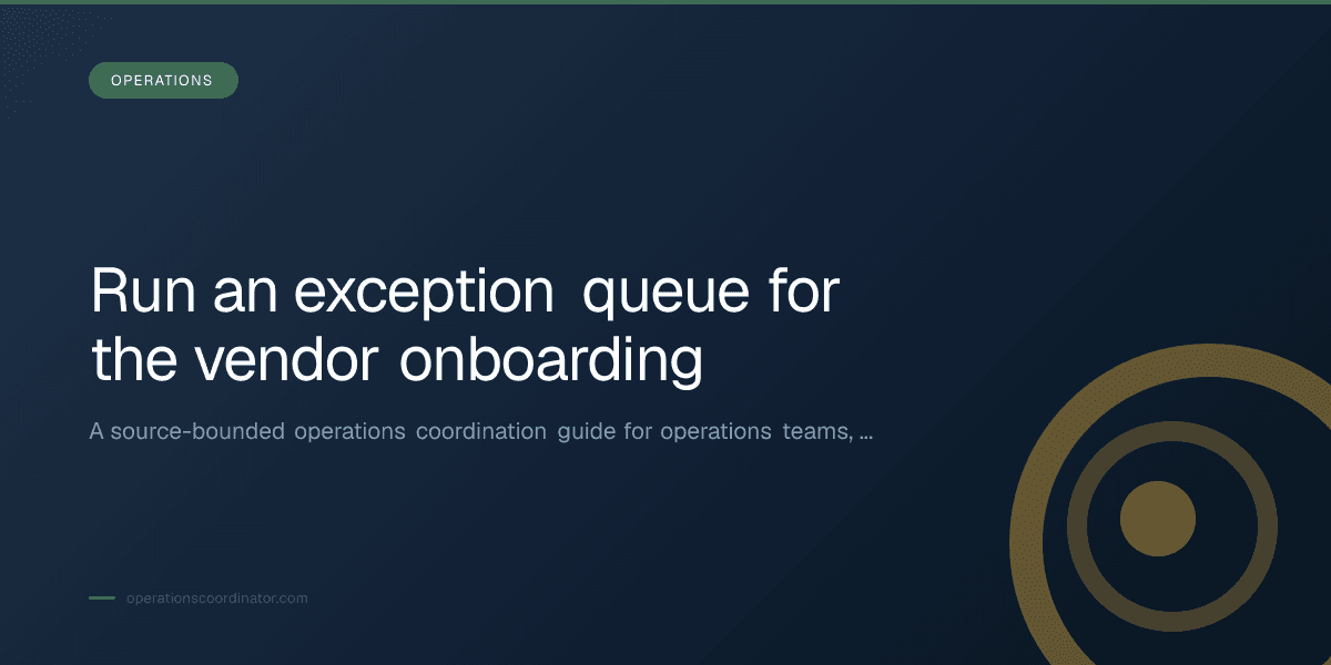 Title-overlaid editorial thumbnail for Run an exception queue for the vendor onboarding