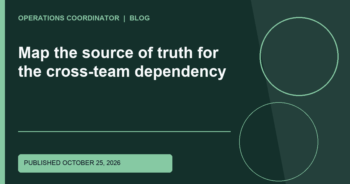 Map the source of truth for the cross-team dependency Title-overlaid editorial thumbnail for Map the source of truth for the cross-team dependency