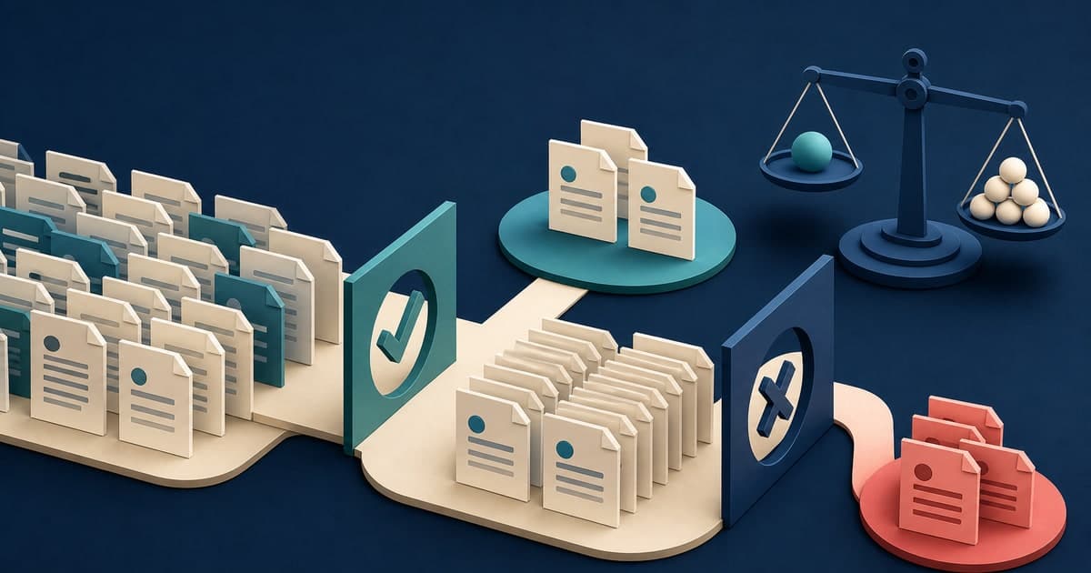 When denominator drift changes an operations rate Branded illustrated title card for When denominator drift changes an operations rate, showing records passing through eligibility and exclusion gates.