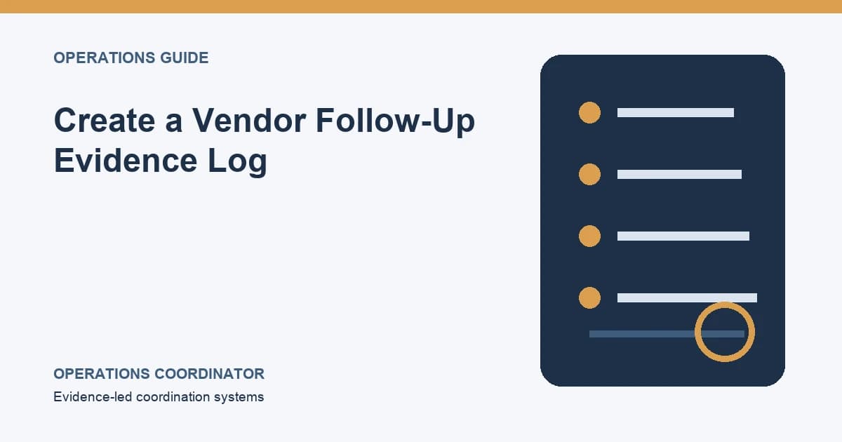 Create a Vendor Follow-Up Evidence Log Create a Vendor Follow-Up Evidence Log editorial illustration
